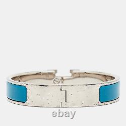 Hermes Clic H Blue Enamel Palladium Plated Bracelet