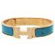 Hermes Clic H Bracelet Bangle Gp Enamel Blue Gold