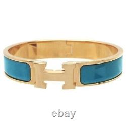 Hermes Clic H Bracelet Bangle GP Enamel Blue Gold