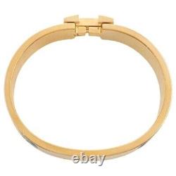 Hermes Clic H Bracelet Bangle GP Enamel Blue Gold