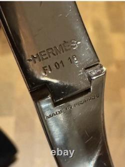 Hermès Clic H Bracelet Blue Enamel Palladium Plated GM Size