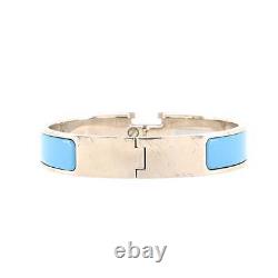 Hermes Clic H Bracelet Enamel Narrow Blue, Silver