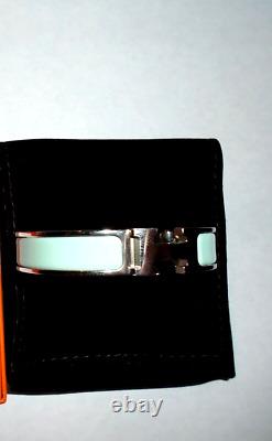 Hermes Clic H Bracelet Enamel Narrow palladium-plated hardware Turquoise color