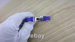 Hermes Clic H Bracelet Narrow Blue Enamel Silver Plated PM 16cm Size 6.3 Box