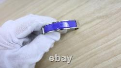 Hermes Clic H Bracelet Narrow Blue Enamel Silver Plated PM 16cm Size 6.3 Box