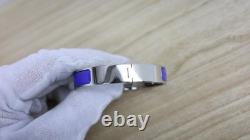 Hermes Clic H Bracelet Narrow Blue Enamel Silver Plated PM 16cm Size 6.3 Box