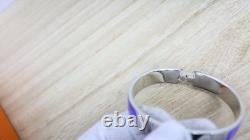 Hermes Clic H Bracelet Narrow Blue Enamel Silver Plated PM 16cm Size 6.3 Box