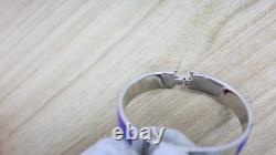 Hermes Clic H Bracelet Narrow Blue Enamel Silver Plated PM 16cm Size 6.3 Box