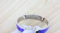 Hermes Clic H Bracelet Narrow Blue Enamel Silver Plated PM 16cm Size 6.3 Box