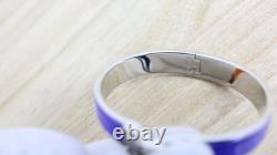 Hermes Clic H Bracelet Narrow Blue Enamel Silver Plated PM 16cm Size 6.3 Box