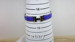 Hermes Clic H Bracelet Narrow Blue Enamel Silver Plated PM 16cm Size 6.3 Box