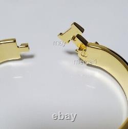 Hermes Clic H Bracelet in Blue Chardon Enamel with Gold-Plated Hardware