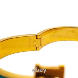 Hermès Clic H Enamel Blue Bracelet Cuff PM Gold Plated with Teal Enamel Size6.5