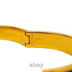 Hermès Clic H Enamel Blue Bracelet Cuff PM Gold Plated with Teal Enamel Size6.5