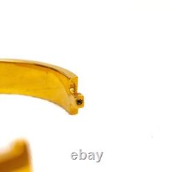 Hermès Clic H Enamel Blue Bracelet Cuff PM Gold Plated with Teal Enamel Size6.5