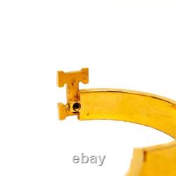 Hermès Clic H Enamel Blue Bracelet Cuff PM Gold Plated with Teal Enamel Size6.5