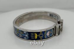 Hermes Clic H Horse Blue Enamel 6.25 Bangle Bracelet