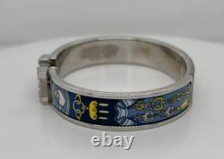 Hermes Clic H Horse Blue Enamel 6.25 Bangle Bracelet