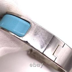Hermes Click Clack Pm H Bangle Enamel Bracelet Light Blue X Silver Accessories
