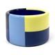 Herm&egrave;s Color-block Yellow And Blue Wide Enamel Bangle Bracelet