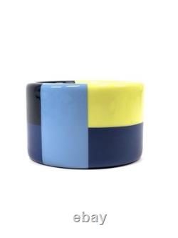 Hermès Color-block Yellow and Blue Wide Enamel Bangle Bracelet