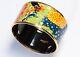 Hermes Dans Un Jardin Anglais Extra Wide Yellow Red Blue Enamel Bangle Bracelet