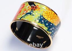 Hermes Dans Un Jardin Anglais Extra Wide Yellow Red Blue Enamel Bangle Bracelet