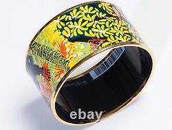 Hermes Dans Un Jardin Anglais Extra Wide Yellow Red Blue Enamel Bangle Bracelet