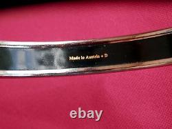 Hermes Dark Blue Enamel Caleche Silvertone Narrow Bangle Bracelet