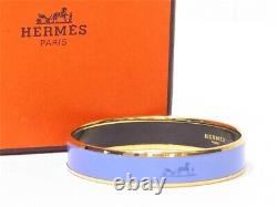Hermes Email Enamel Bangle Bracelet Carriage Gold Sky Blue Diameter 6.5cm