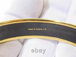 Hermes Email Enamel Bangle Bracelet Carriage Gold Sky Blue Diameter 6.5cm
