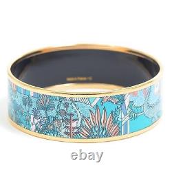 Hermes Email GM Bangle Bracelet Enamel Blue Brand Piece arm 19.5cm with box bag