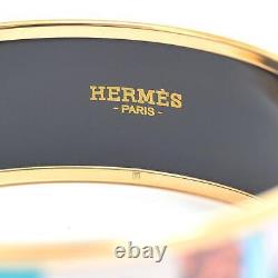 Hermes Email GM Bangle Bracelet Enamel Blue Brand Piece arm 19.5cm with box bag