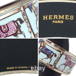 Hermes Email GM Bangle Bracelet Enamel Cloisonne Ware Horse Dress Light Blue