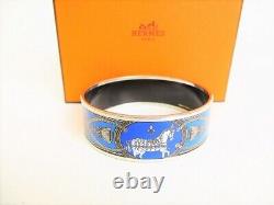 Hermes Email Gm Enamel Horse Motif Bracelet Bangle Blue 19206