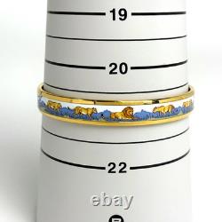 Hermes Email PM Bangle Blue Enamel Lion Gold Plated Bracelet Accessory Women's