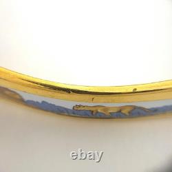 Hermes Email PM Bangle Blue Enamel Lion Gold Plated Bracelet Accessory Women's