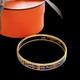 Hermes Email Pm Narrow Enamel Bracelet Bangle Blue Gold Rim Withbox Cloisonne Used
