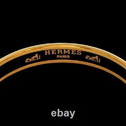 Hermes Email PM Narrow Enamel Bracelet Bangle Blue Gold Rim withBox Cloisonne Used