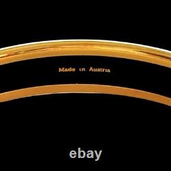 Hermes Email PM Narrow Enamel Bracelet Bangle Blue Gold Rim withBox Cloisonne Used