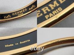 Hermes Emaile Enamel Blue x Gold Bangle Bracelet with Box Accessory Jewelry