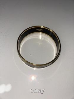 Hermes Emaille Blue Enamel Gold Plated Bangle Bracelet