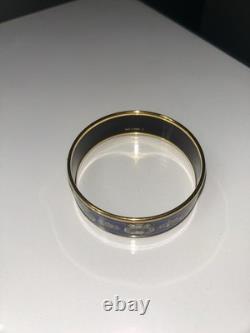 Hermes Emaille Blue Enamel Gold Plated Bangle Bracelet