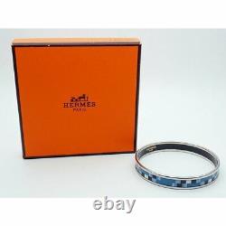 Hermes Emile Enamel Bangle Bracelet Blue Diameter 6cm pre-owned withBox