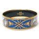 Hermes Enamel Bangle Bracelet Blue Enamel Horse Gold Rim