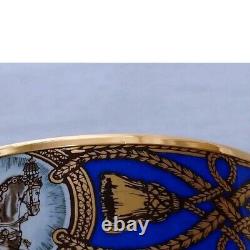 Hermes Enamel Bangle Bracelet Blue Enamel Horse Gold Rim