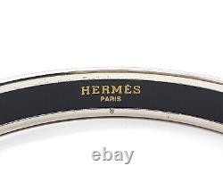 Hermes Enamel Bangle Cloisonné Light blue carriage pattern bracelet with box