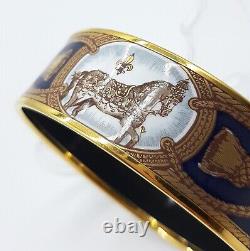 Hermes Enamel Bangle Cloisonné bracelet horse and rope pattern navy blue