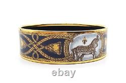 Hermes Enamel Bangle Cloisonné bracelet horse and rope pattern navy blue