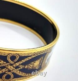 Hermes Enamel Bangle Cloisonné bracelet horse and rope pattern navy blue